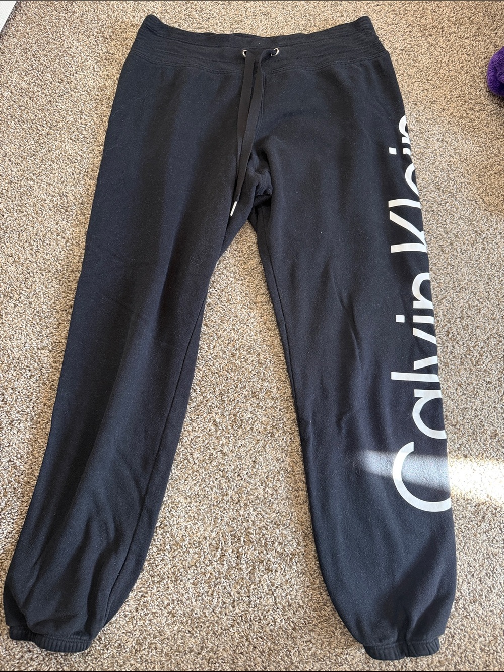 Calvin Klein Black Sweatpants with White Side Logo